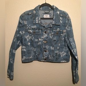Graffiti graphic denim jacket size XL